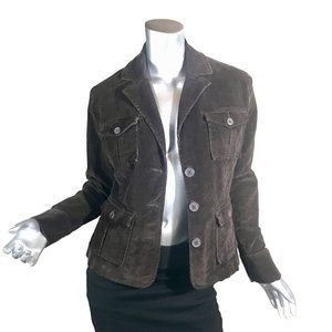 Sonoma Lifestyle Women's Small Brown Corduroy Button Down Jacket Pockets